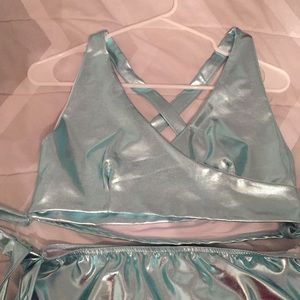Holographic bodycon dress cross tie
